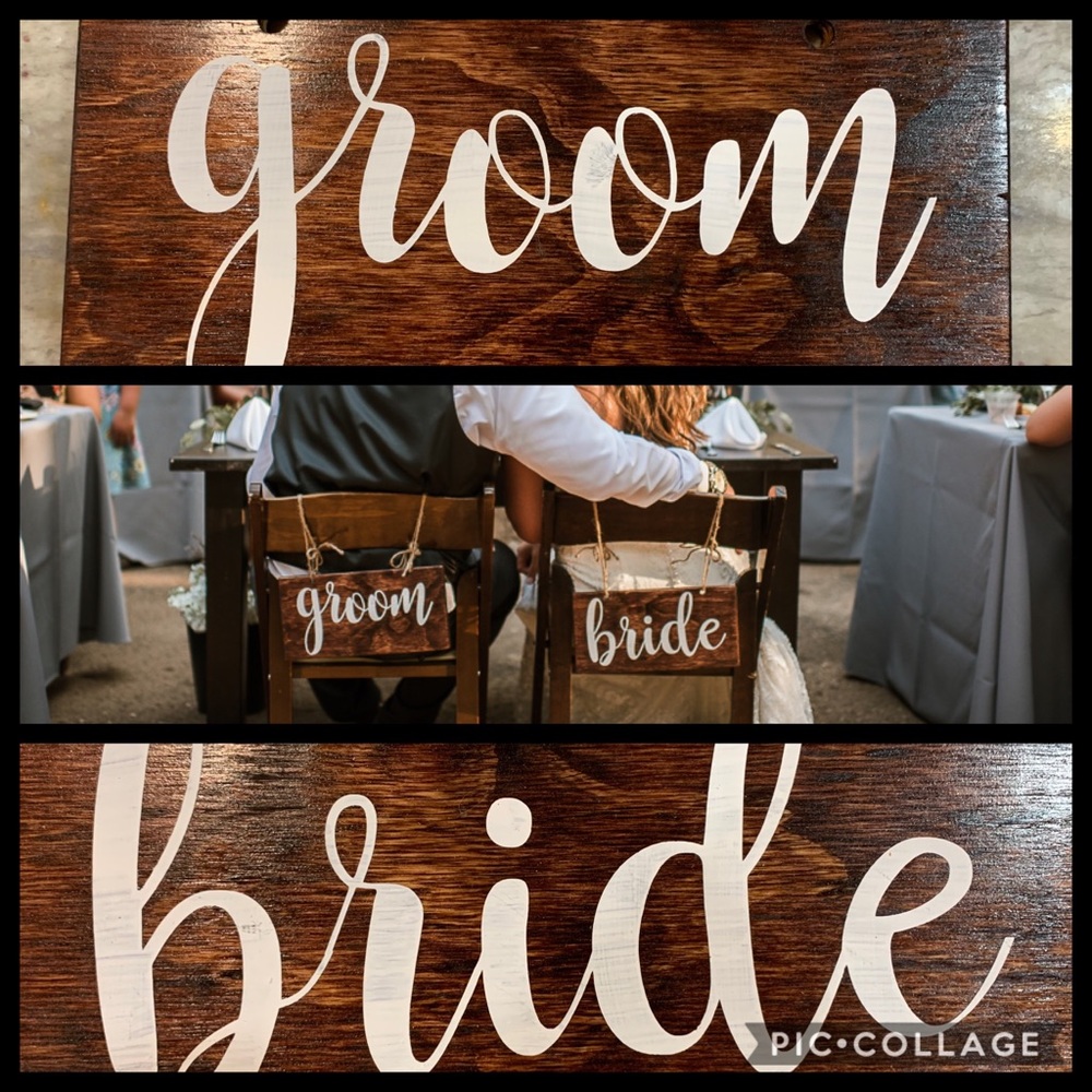 Wooden Sweetheart Table Bride & Groom Signs